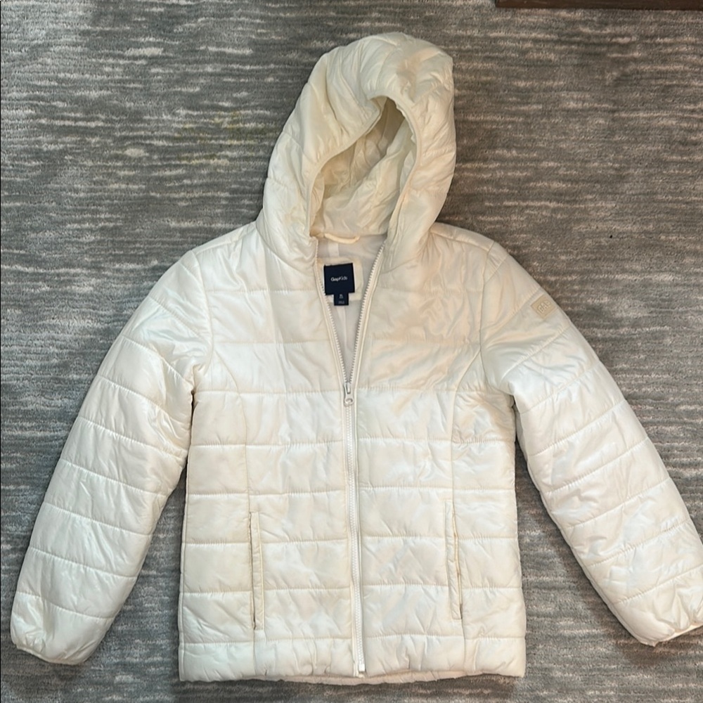 GAP Cream Quilted Puffer Jacket with Hood